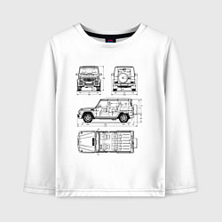 Лонгслив хлопковый детский MERCEDES-BENZ G-CLASS СХЕМА, цвет: белый