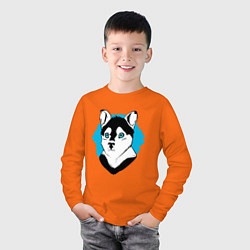 Лонгслив хлопковый детский Помски - смесь хаски и шпица, цвет: оранжевый — фото 2