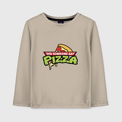 Лонгслив хлопковый детский Say Pizza, цвет: миндальный