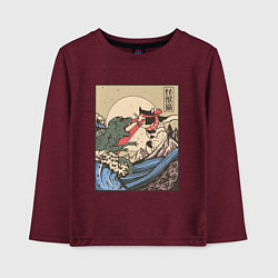 Лонгслив хлопковый детский Cat Kong versus Godzilla Kaiju, цвет: меланж-бордовый