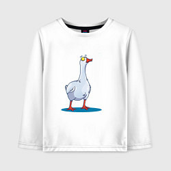 Лонгслив хлопковый детский Гусь, цвет: белый