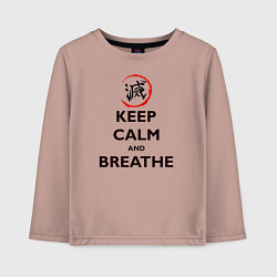 Лонгслив хлопковый детский KEEP CALM and BREATHE, цвет: пыльно-розовый