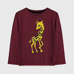 Лонгслив хлопковый детский Маленький жираф, цвет: меланж-бордовый