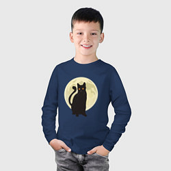Лонгслив хлопковый детский Moon Cat, цвет: тёмно-синий — фото 2