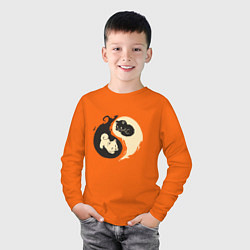 Лонгслив хлопковый детский Котятки Инь Янь, цвет: оранжевый — фото 2