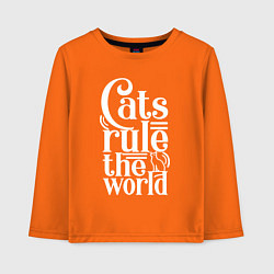 Лонгслив хлопковый детский Кошки правят миром, цвет: оранжевый
