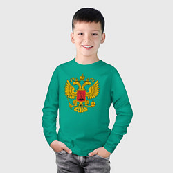Лонгслив хлопковый детский ГЕРБ РОССИИ RUSSIA, цвет: зеленый — фото 2