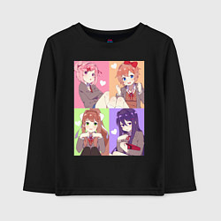 Лонгслив хлопковый детский Girls Doki Doki коллаж, цвет: черный