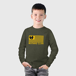 Лонгслив хлопковый детский Wu-Tang Flag, цвет: меланж-хаки — фото 2