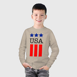 Лонгслив хлопковый детский США, цвет: миндальный — фото 2
