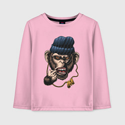 Лонгслив хлопковый детский Monkey Boy, цвет: светло-розовый
