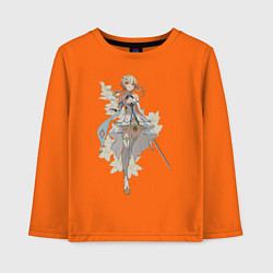 Лонгслив хлопковый детский Люмин с цветами, цвет: оранжевый
