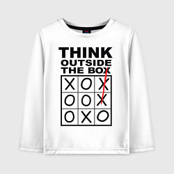 Лонгслив хлопковый детский THINK OUTSIDE THE BOX, цвет: белый