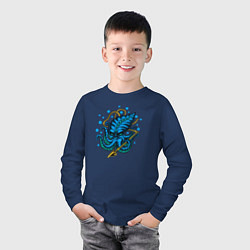 Лонгслив хлопковый детский Ктулху, цвет: тёмно-синий — фото 2
