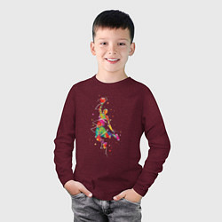 Лонгслив хлопковый детский Basketball Player, цвет: меланж-бордовый — фото 2