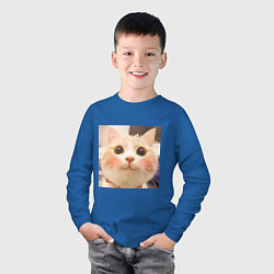 Лонгслив хлопковый детский Мем про котов, цвет: синий — фото 2