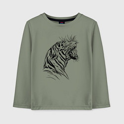 Детский лонгслив Чёрно белый рисунок тигра