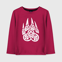 Лонгслив хлопковый детский Символ Велеса Медвежья лапа, цвет: маджента