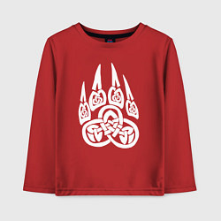 Лонгслив хлопковый детский Символ Велеса Медвежья лапа, цвет: красный