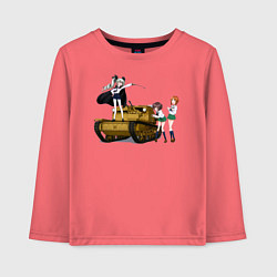 Лонгслив хлопковый детский Девушки и танки, Школа Anzio, цвет: коралловый