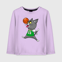 Лонгслив хлопковый детский Jordan Cat, цвет: лаванда