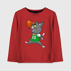 Лонгслив хлопковый детский Jordan Cat, цвет: красный