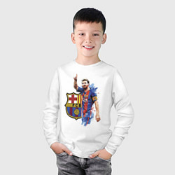 Лонгслив хлопковый детский Lionel Messi Barcelona Argentina!, цвет: белый — фото 2