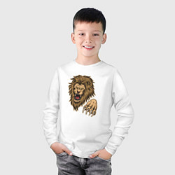 Лонгслив хлопковый детский Лев, цвет: белый — фото 2