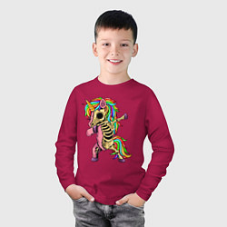 Лонгслив хлопковый детский Единорог зомби dab, цвет: маджента — фото 2