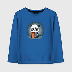 Лонгслив хлопковый детский Панда с кружкой кофе, цвет: синий