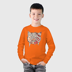 Лонгслив хлопковый детский Кот Зомби, цвет: оранжевый — фото 2