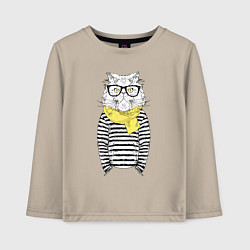 Лонгслив хлопковый детский Hipster Cat, цвет: миндальный