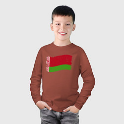 Лонгслив хлопковый детский Флаг - Беларусь, цвет: кирпичный — фото 2