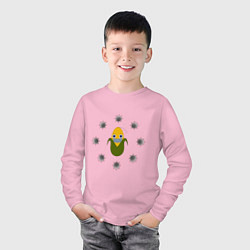 Лонгслив хлопковый детский Кукуруза в маске, цвет: светло-розовый — фото 2