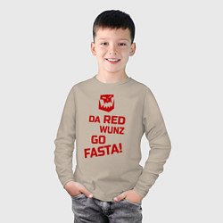 Лонгслив хлопковый детский Только красное ездит быстро, цвет: миндальный — фото 2