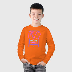 Лонгслив хлопковый детский Онлайн игры, цвет: оранжевый — фото 2