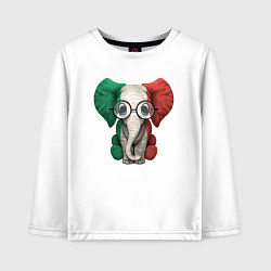 Лонгслив хлопковый детский Italy Elephant, цвет: белый