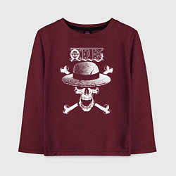 Лонгслив хлопковый детский Пираты Соломенной Шляпы One Piece, цвет: меланж-бордовый