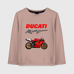 Лонгслив хлопковый детский DUCATI ДУКАТИ MOTOSPORT, цвет: пыльно-розовый