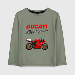 Лонгслив хлопковый детский DUCATI ДУКАТИ MOTOSPORT, цвет: авокадо