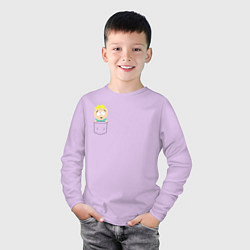 Лонгслив хлопковый детский Баттерс в кармане, цвет: лаванда — фото 2