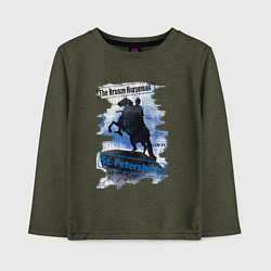 Лонгслив хлопковый детский The Bronze Horseman, цвет: меланж-хаки