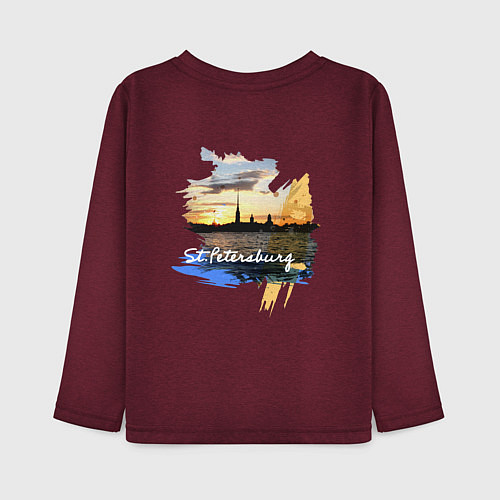 Детский лонгслив Travel Санк-Петербург / Меланж-бордовый – фото 2