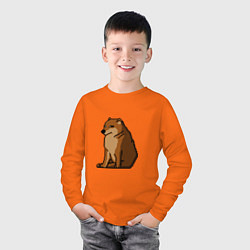 Лонгслив хлопковый детский Собака Мем!, цвет: оранжевый — фото 2