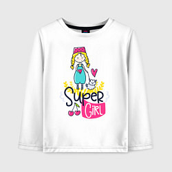 Детский лонгслив Девушка с собачкой