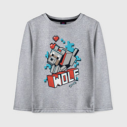 Лонгслив хлопковый детский Майнкрафт Волк, Minecraft Wolf, цвет: меланж