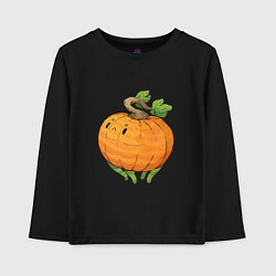 Лонгслив хлопковый детский Недовольная тыква, цвет: черный