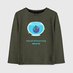 Лонгслив хлопковый детский Дистанция с рыбкой, цвет: меланж-хаки