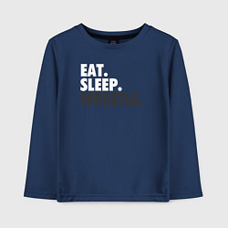 Лонгслив хлопковый детский EAT SLEEP WRESTLE, цвет: тёмно-синий