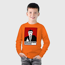 Лонгслив хлопковый детский Леонид Каневский мем, цвет: оранжевый — фото 2